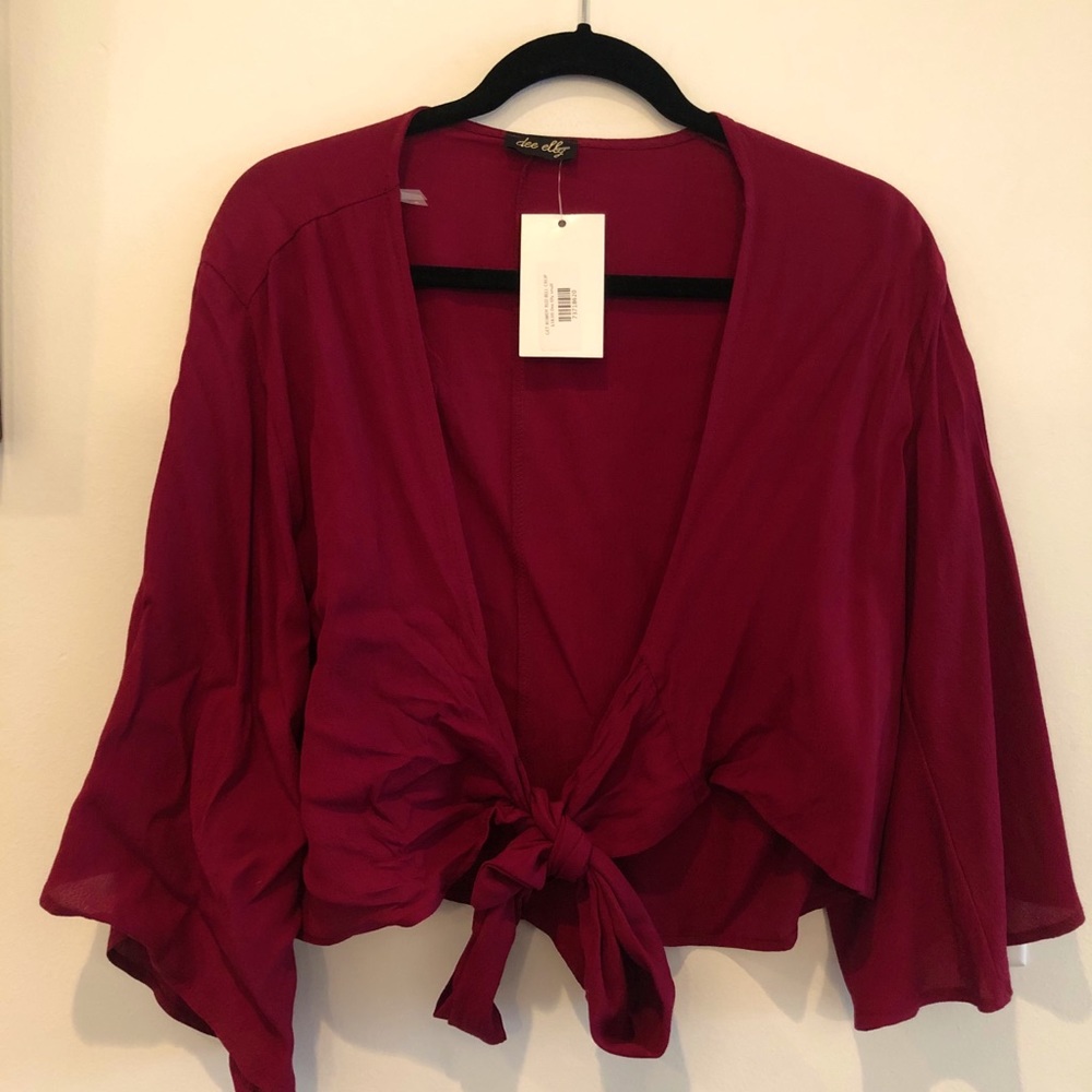(NWT) Dee Elle Maroon cropped tied top